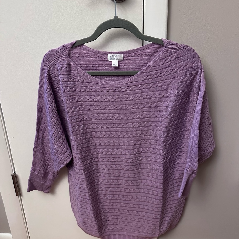Market & Spruce Lavender Cable Knit Sweater